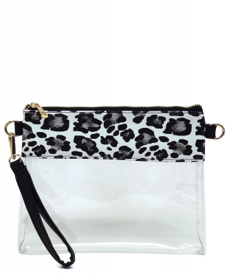 Fashion See Thru Transparent Clutch Crossbody Bag AD200T SNOW LEOPARD /
